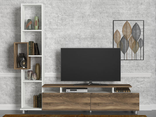 TV staliukas Tulip - White, Walnut