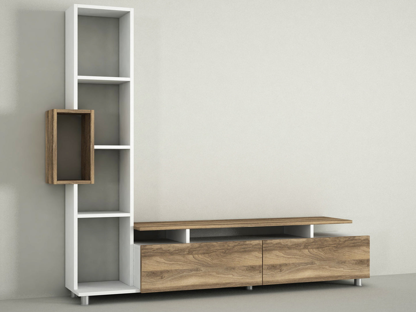 TV staliukas Tulip - White, Walnut