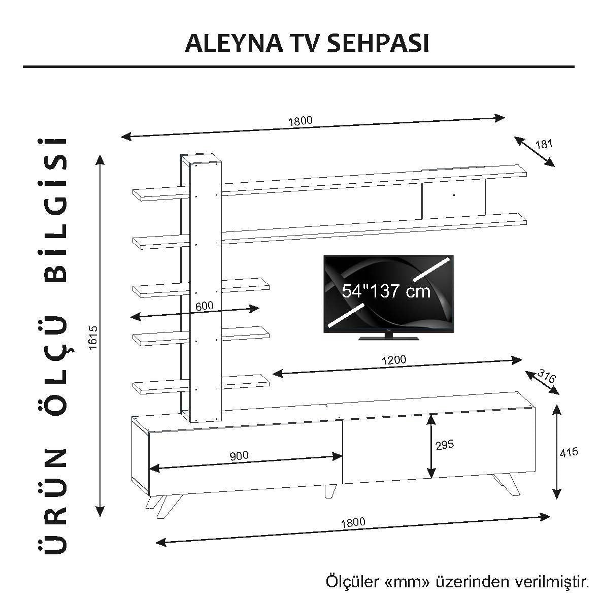 TV staliukas Aleyna - White