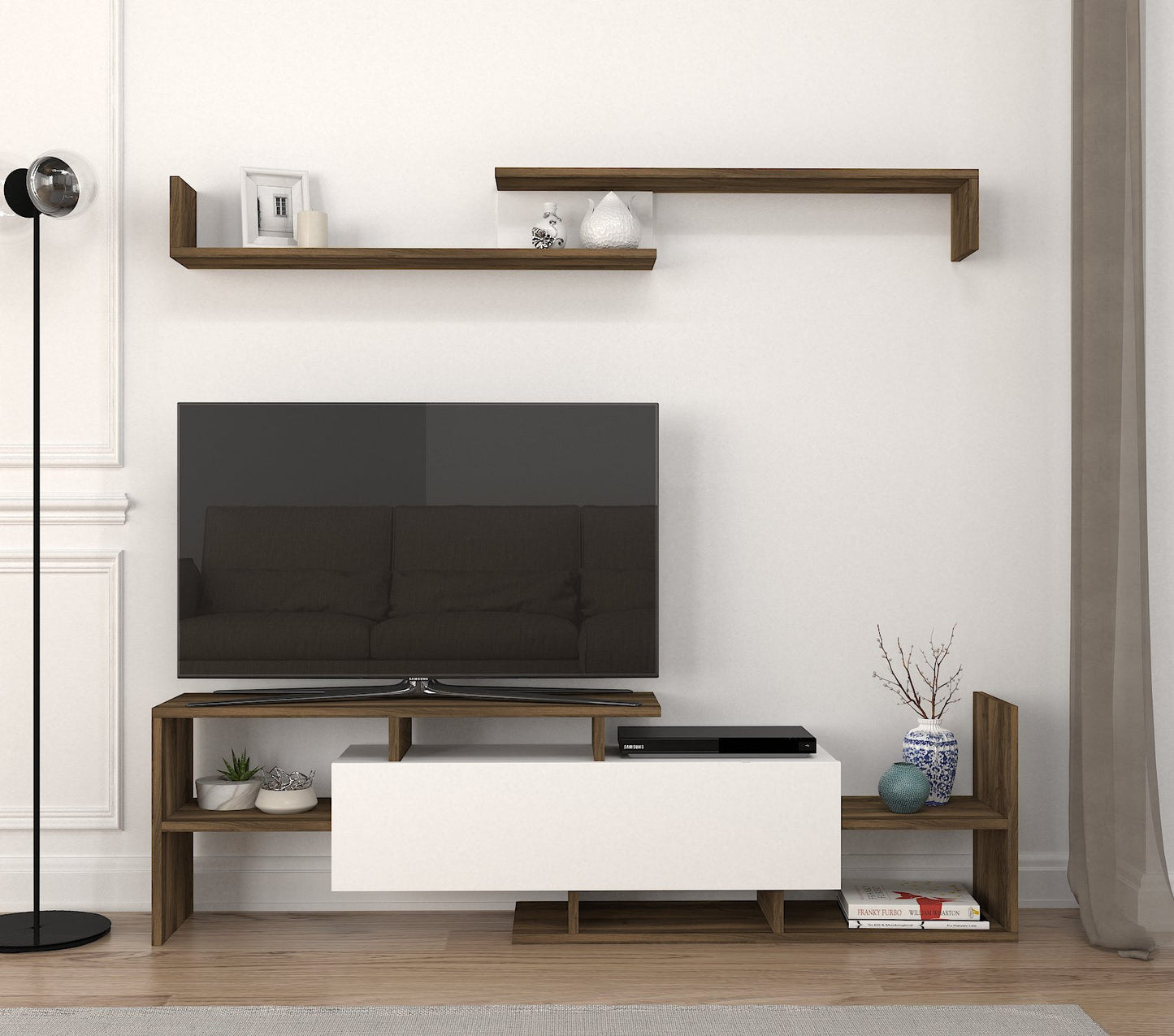 TV staliukas Dream - White, Walnut