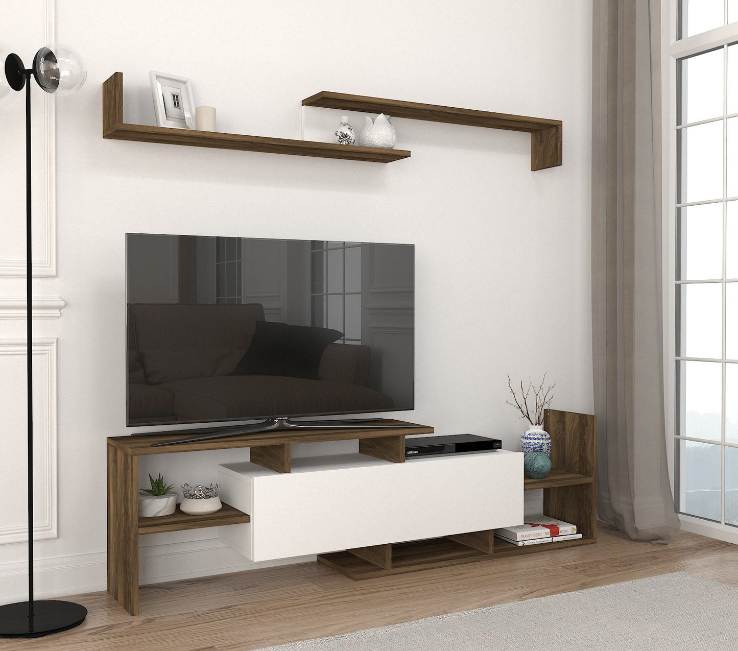 TV staliukas Dream - White, Walnut