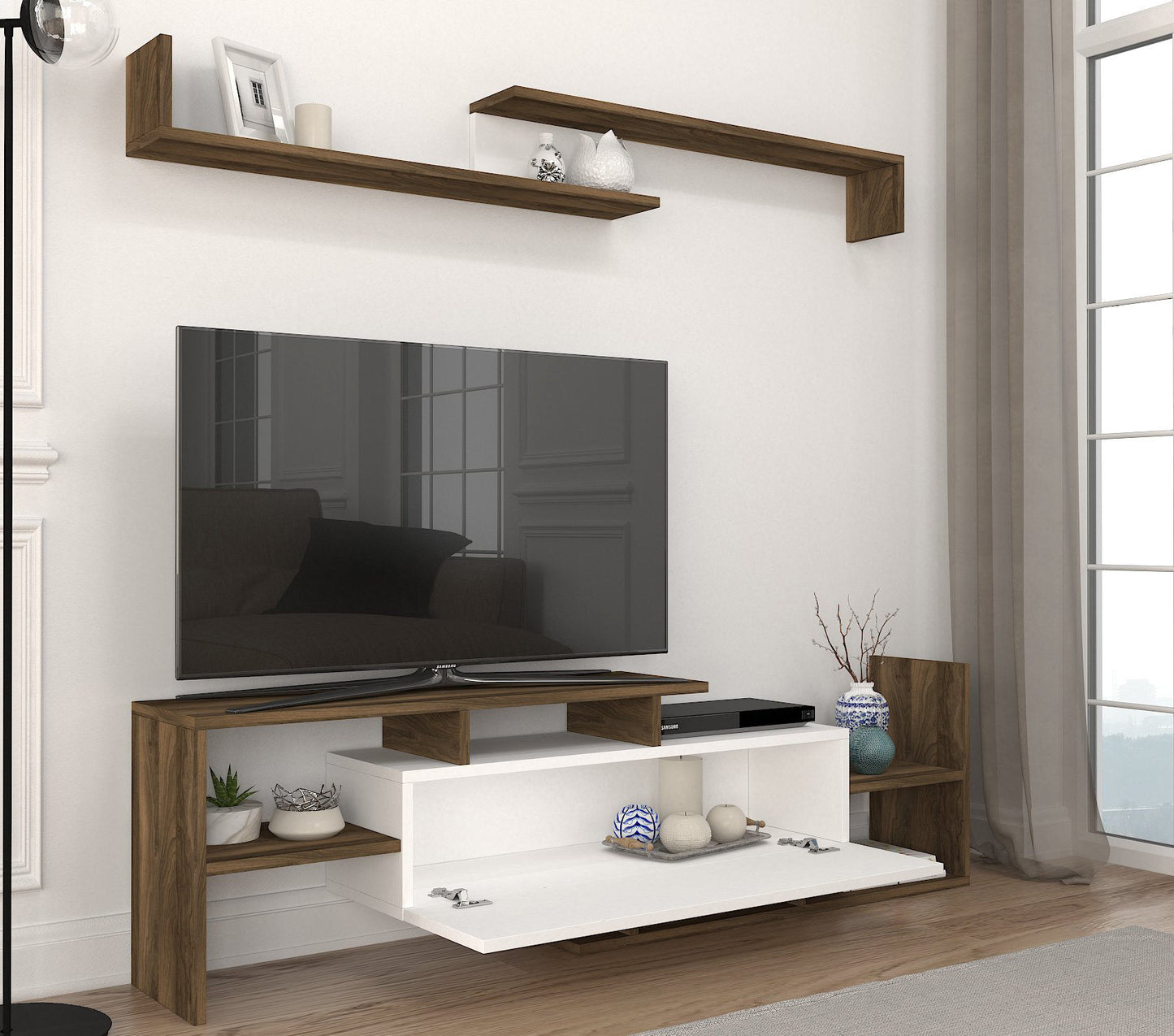 TV staliukas Dream - White, Walnut