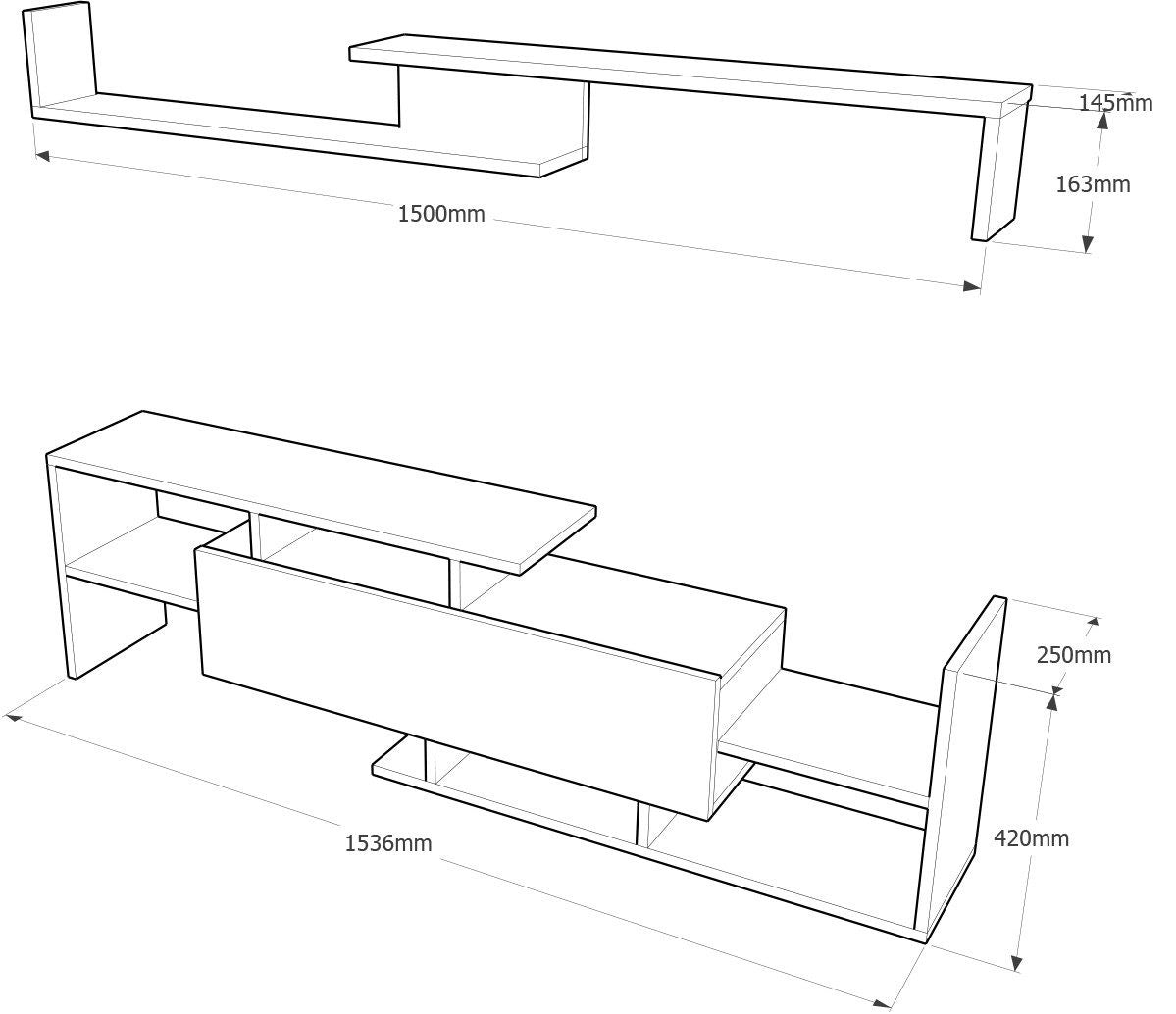 TV staliukas Dream - White, Walnut