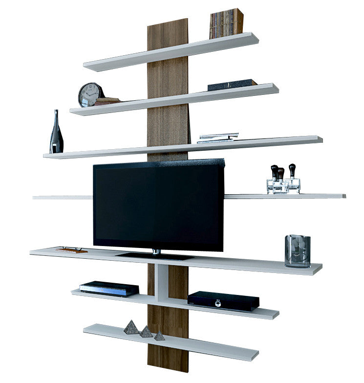 TV staliukas Zebra - White, Walnut