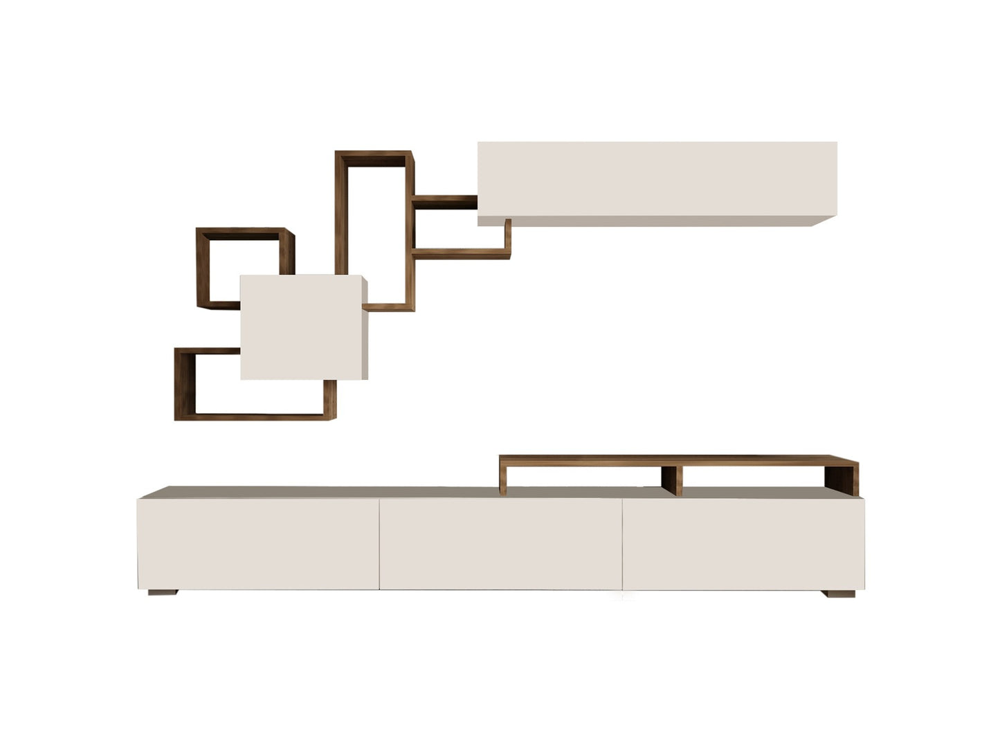 TV staliukas Elit - White, Walnut