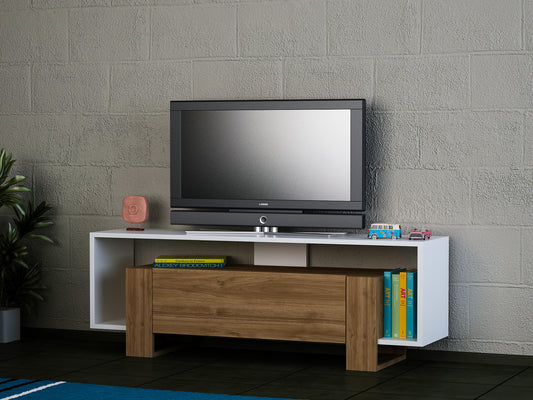 TV staliukas Mery - White, Walnut