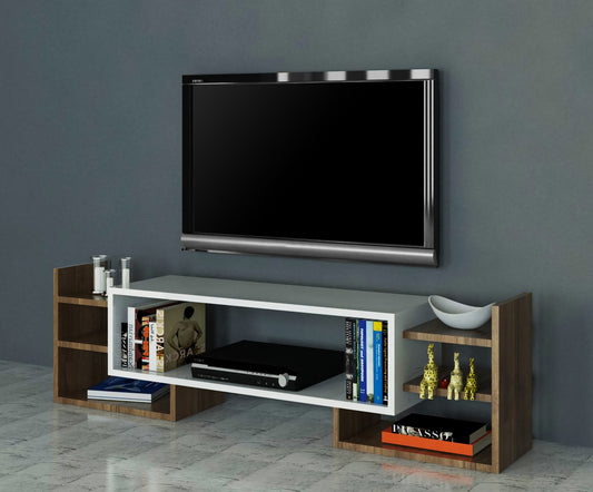 TV staliukas Sema - White, Walnut