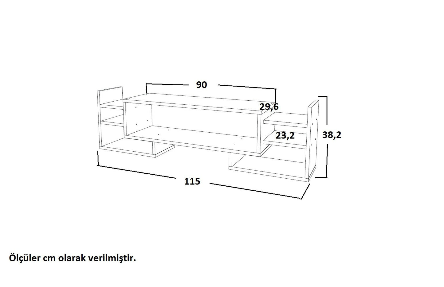 TV staliukas Sema - White, Walnut