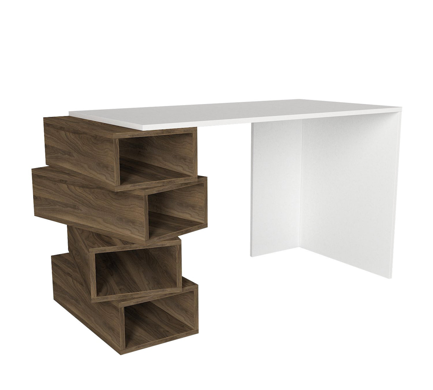 Biuro stalas Jenga - White, Walnut