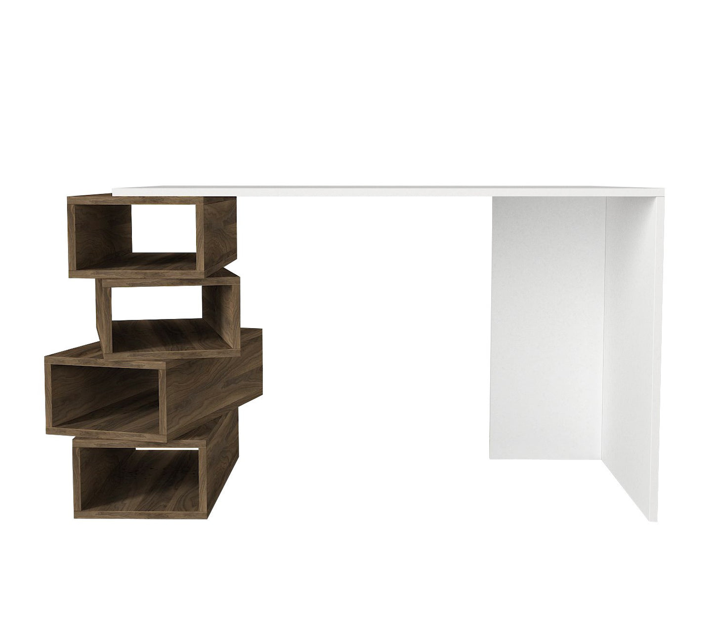 Biuro stalas Jenga - White, Walnut