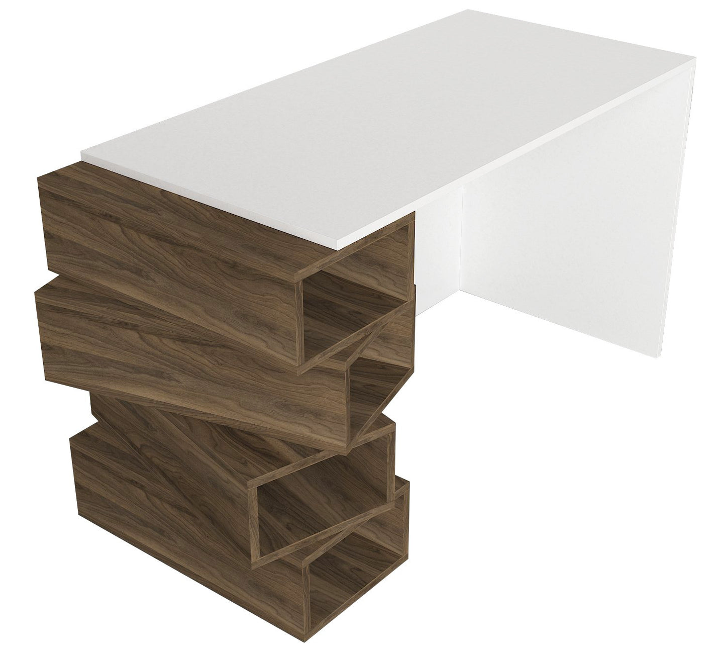 Biuro stalas Jenga - White, Walnut