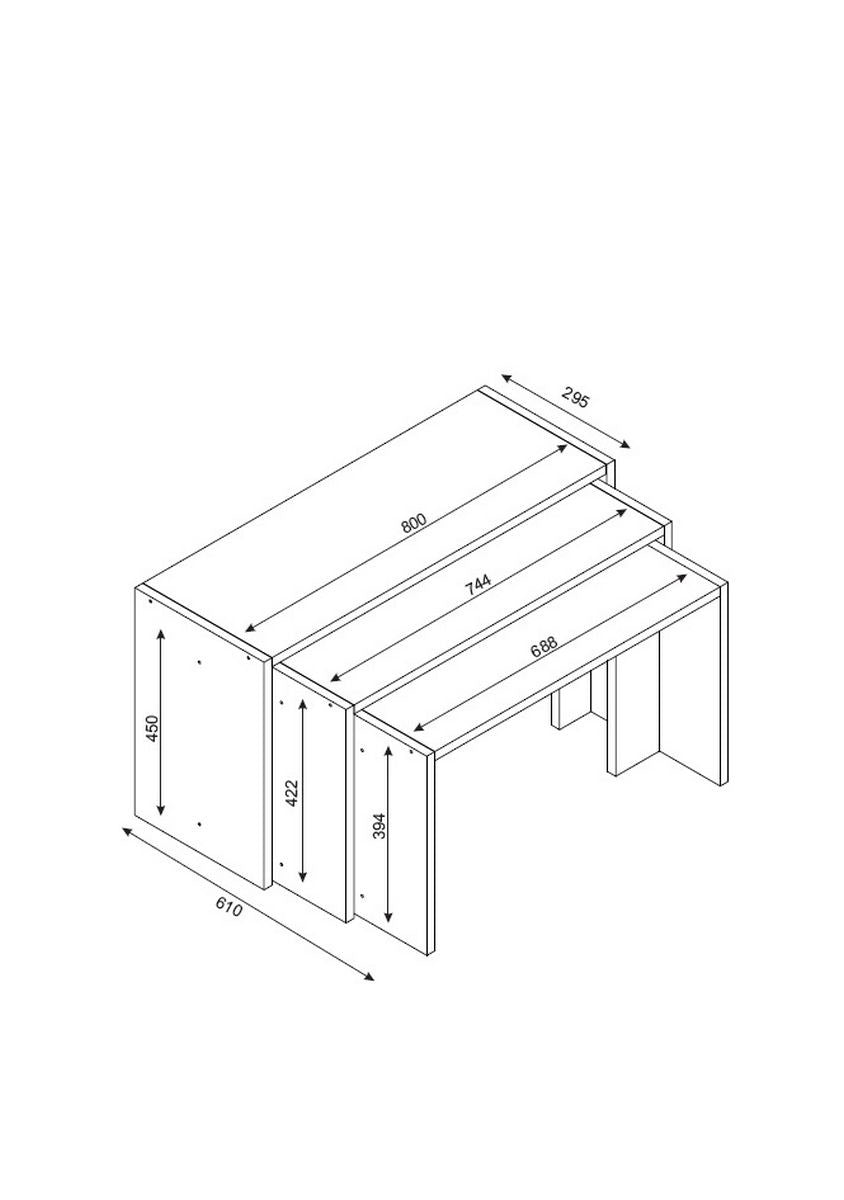 Žurnalinis staliukas (3 vienetai) Cango - White, Walnut