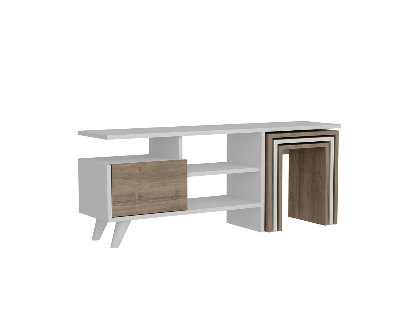 TV staliukas Nature - White, Walnut