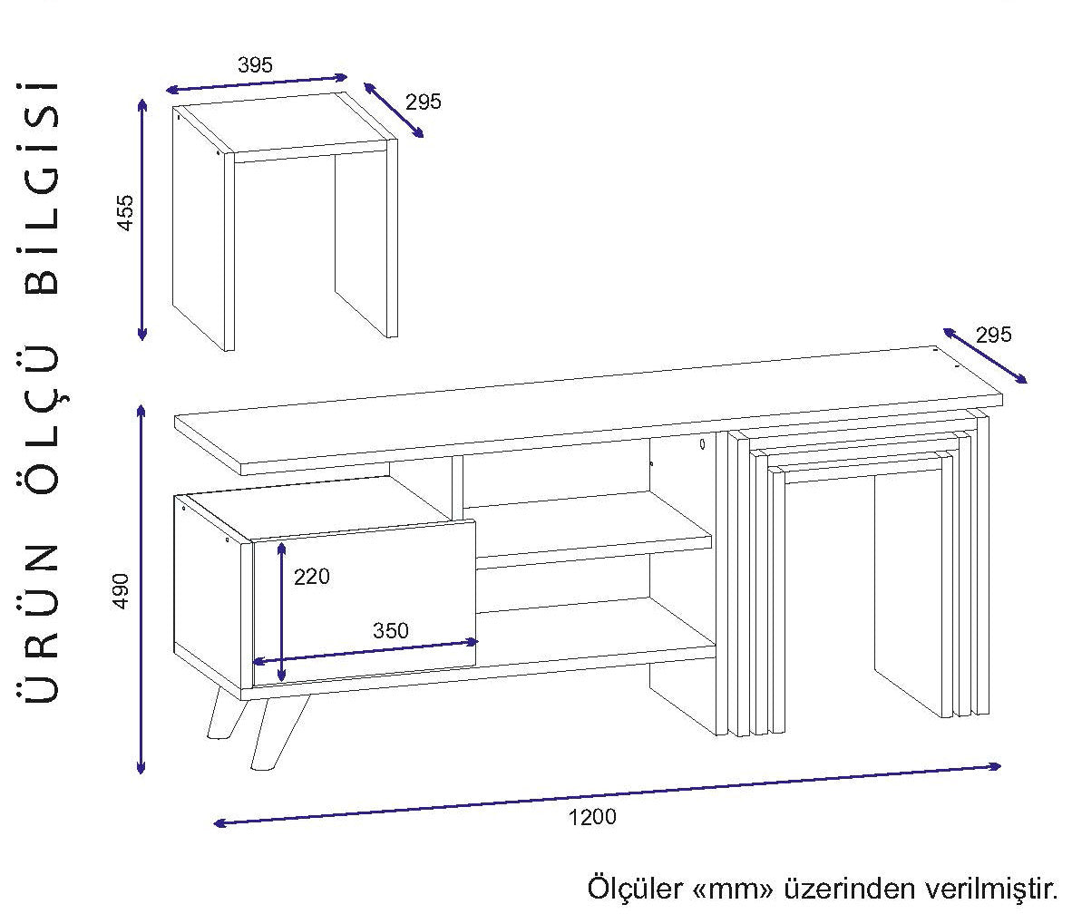 TV staliukas Nature - White, Walnut