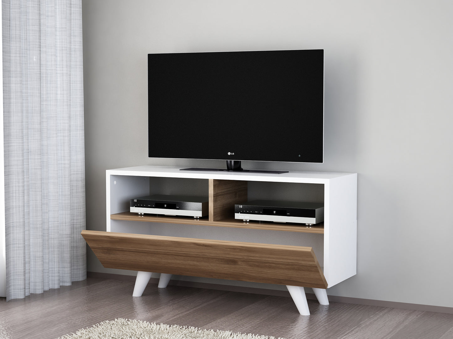 TV staliukas Novella K3 - White, Walnut