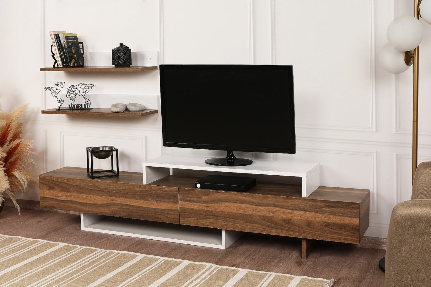 TV staliukas Nirvana - White, Teak