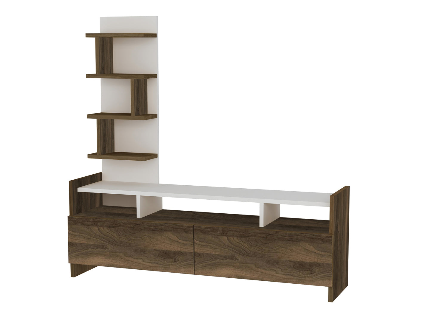 TV staliukas Aldora - White, Walnut