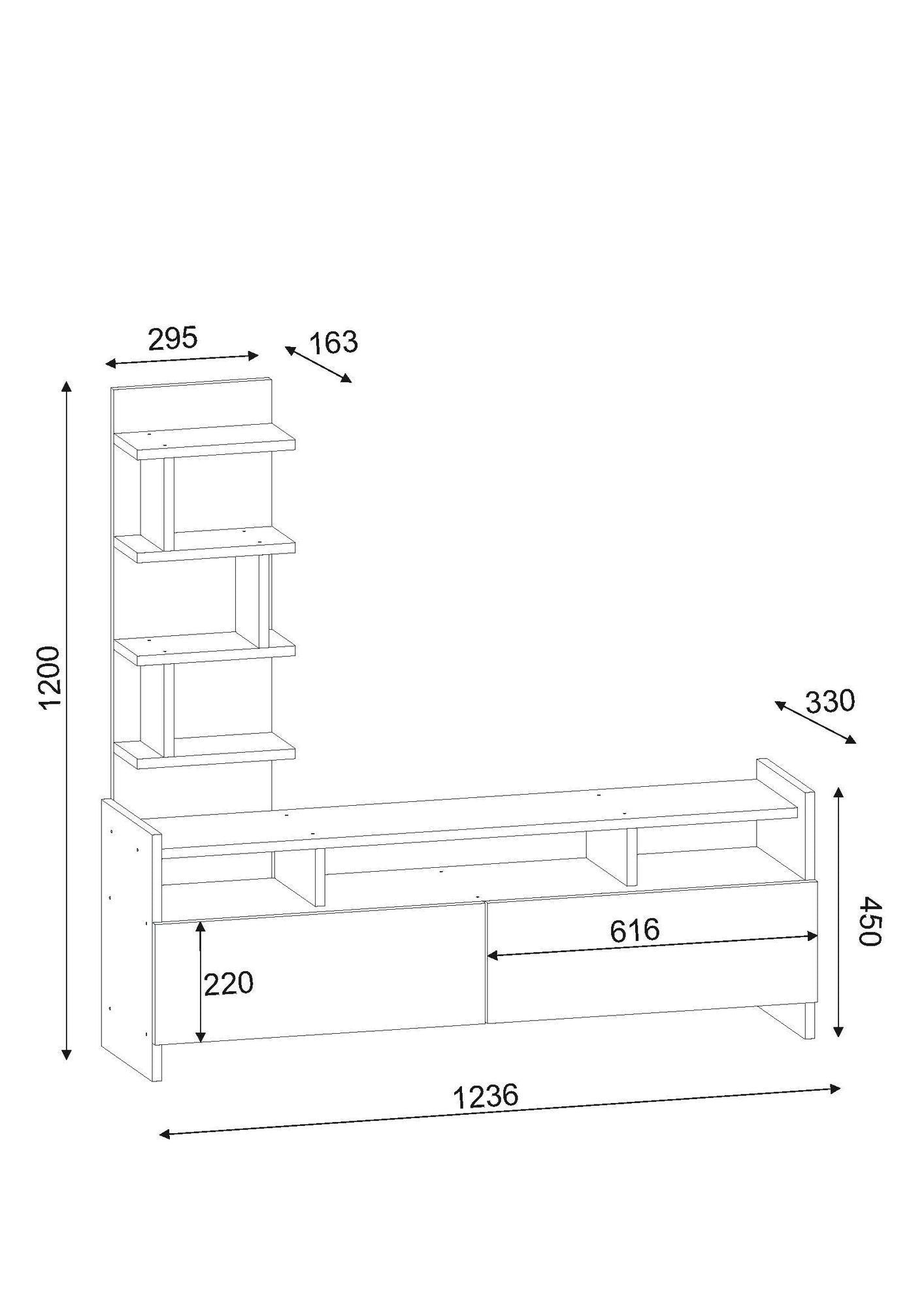 TV staliukas Aldora - White, Walnut