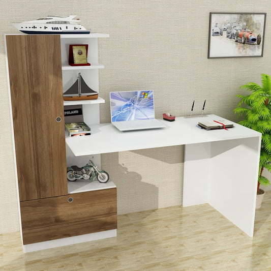 Biuro stalas Domingos - White, Walnut