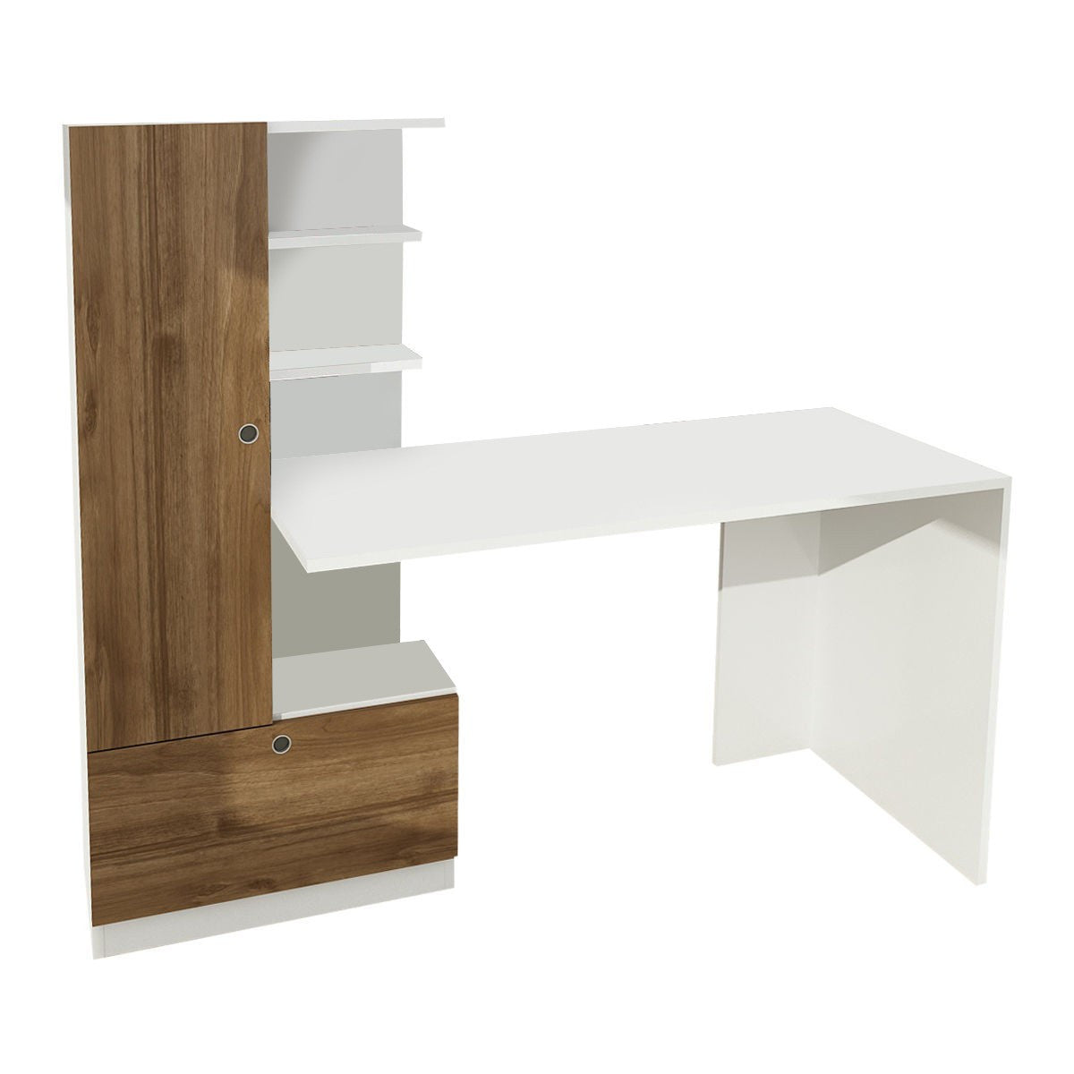 Biuro stalas Domingos - White, Walnut