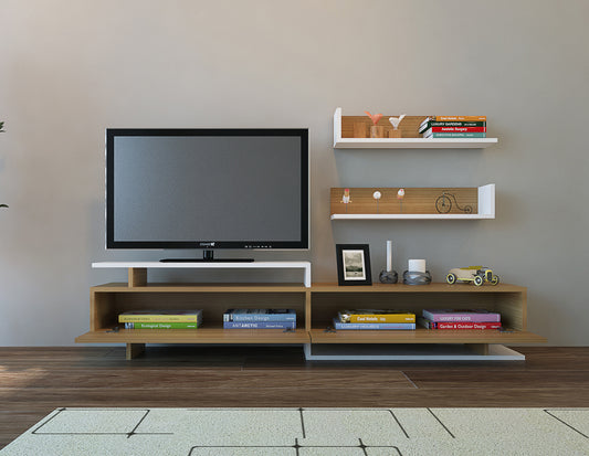 TV staliukas Ayaz - Teak, White