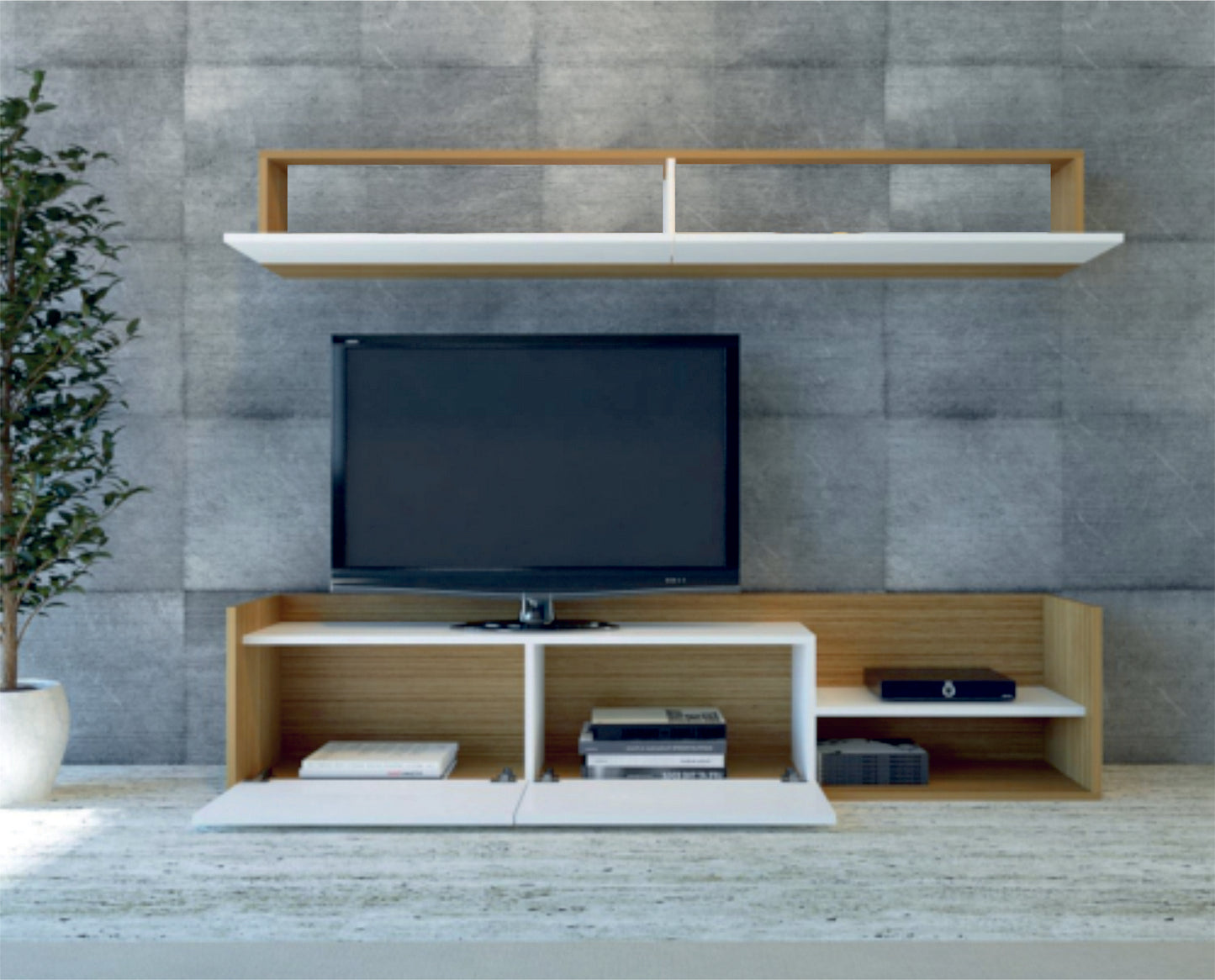 TV staliukas Kale - Teak, White