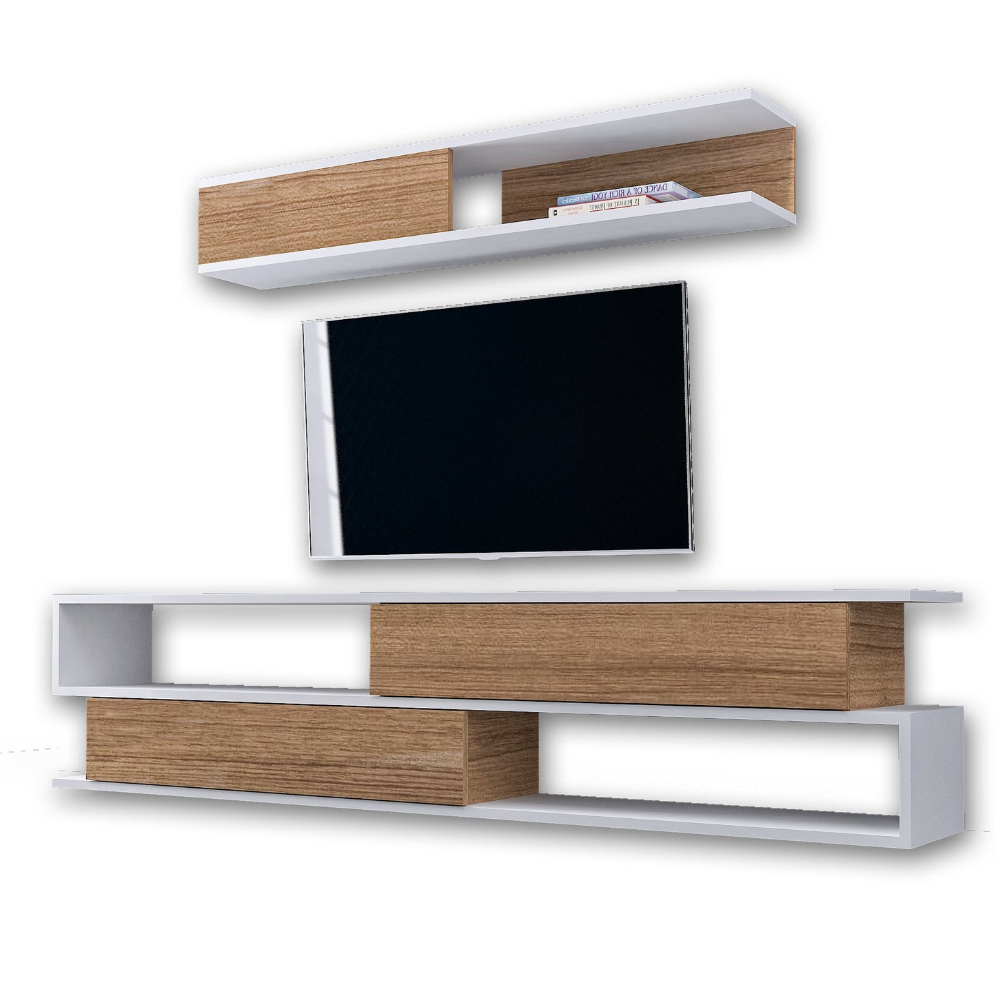 TV staliukas Sims - White, Teak