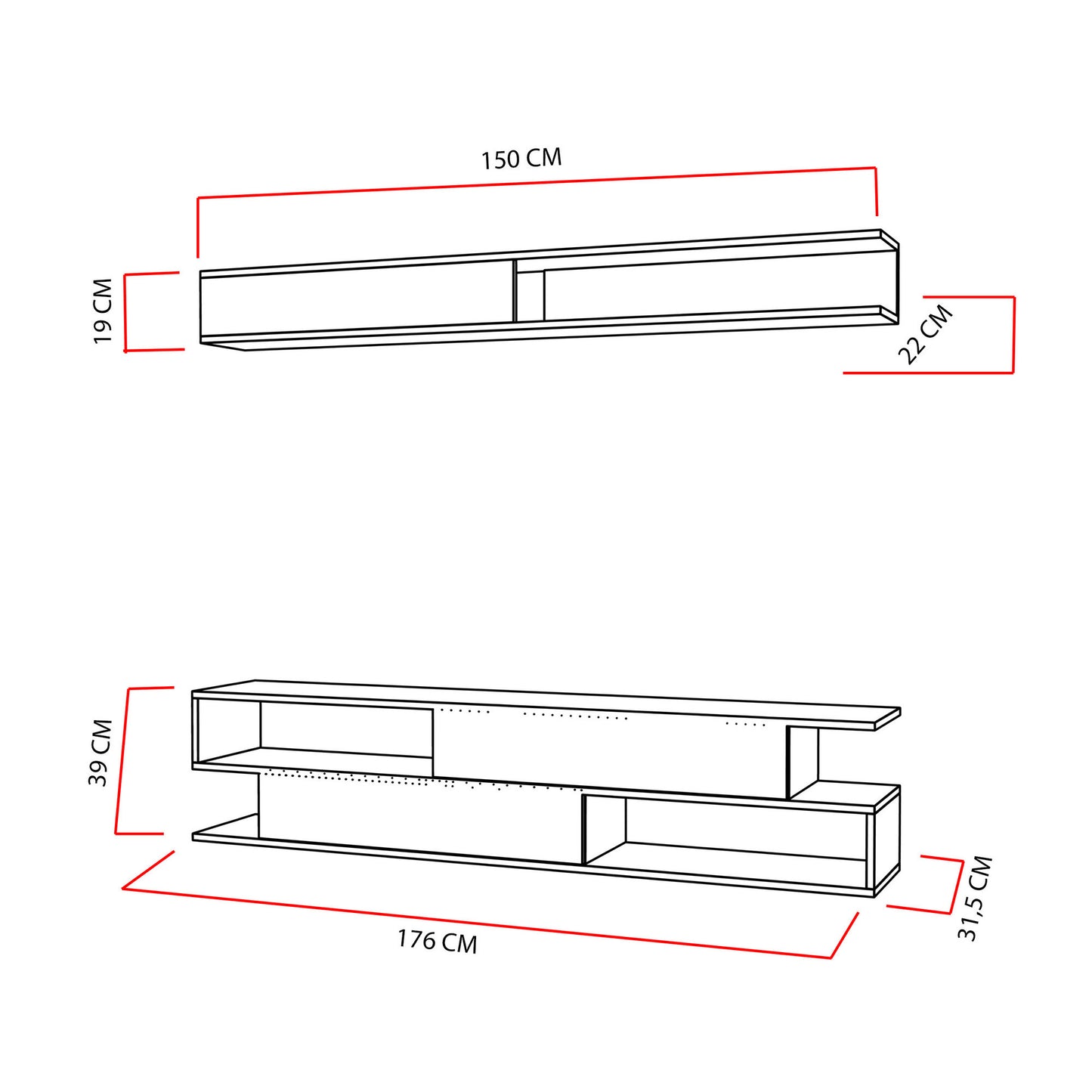 TV staliukas Sims - White, Teak