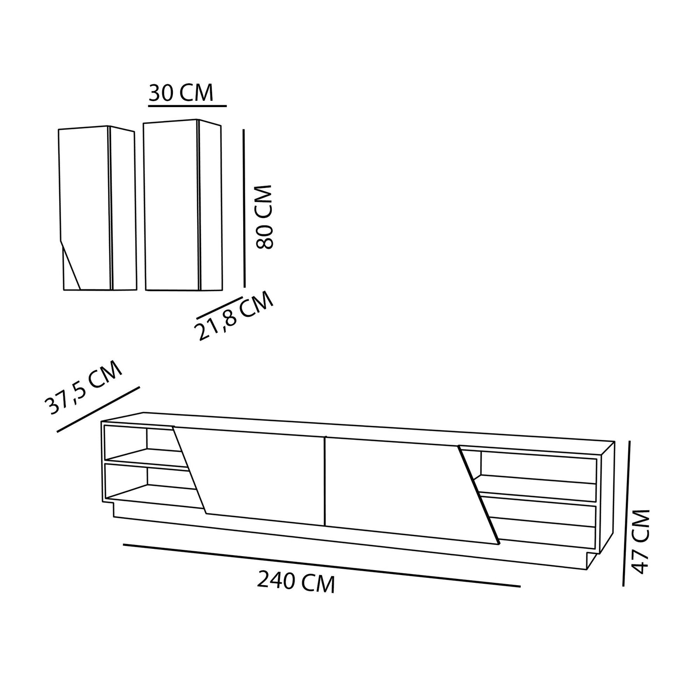 TV staliukas Zebra - White, Teak