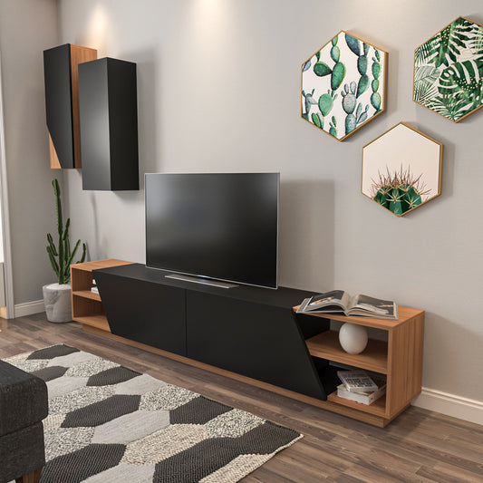 TV staliukas Zebra - Black, Teak