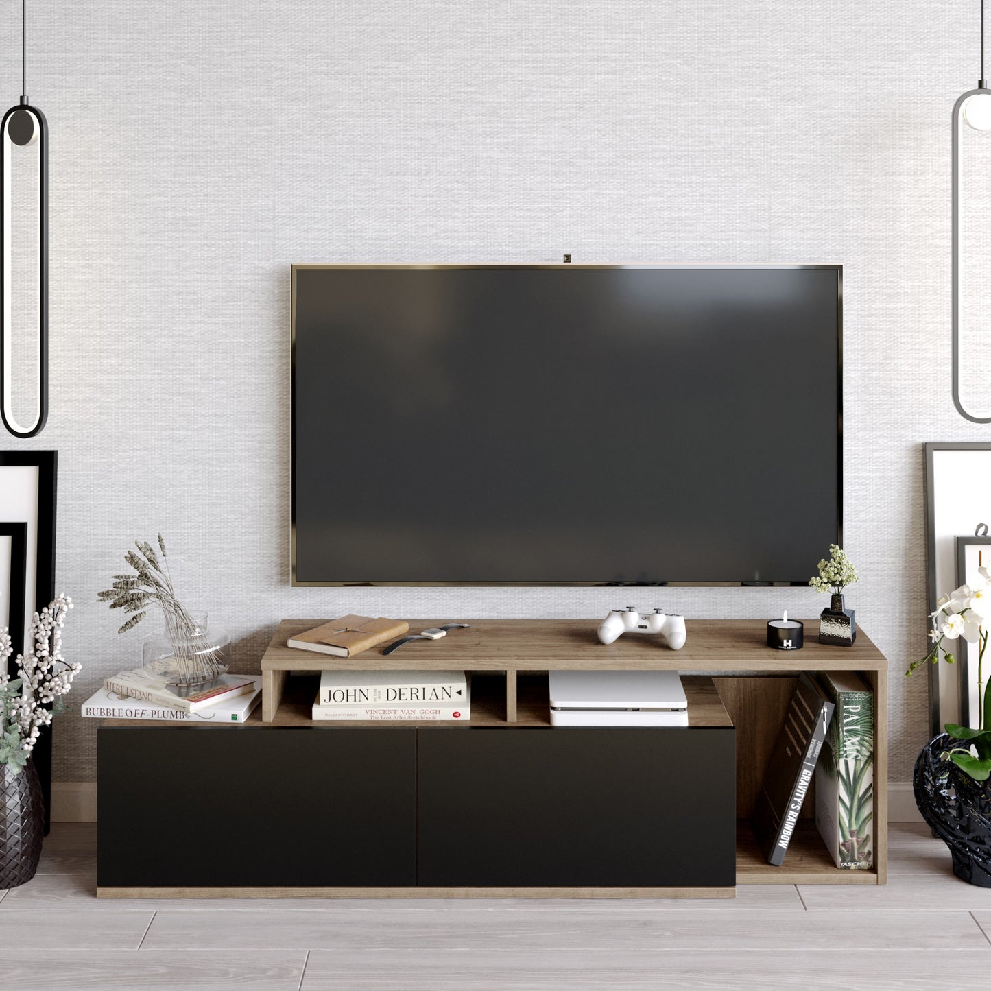 TV staliukas Nexera - Walnut, Black