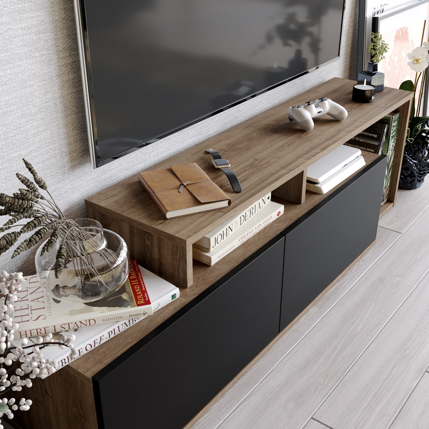 TV staliukas Nexera - Walnut, Black