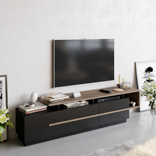 TV staliukas Pia - Black, Walnut