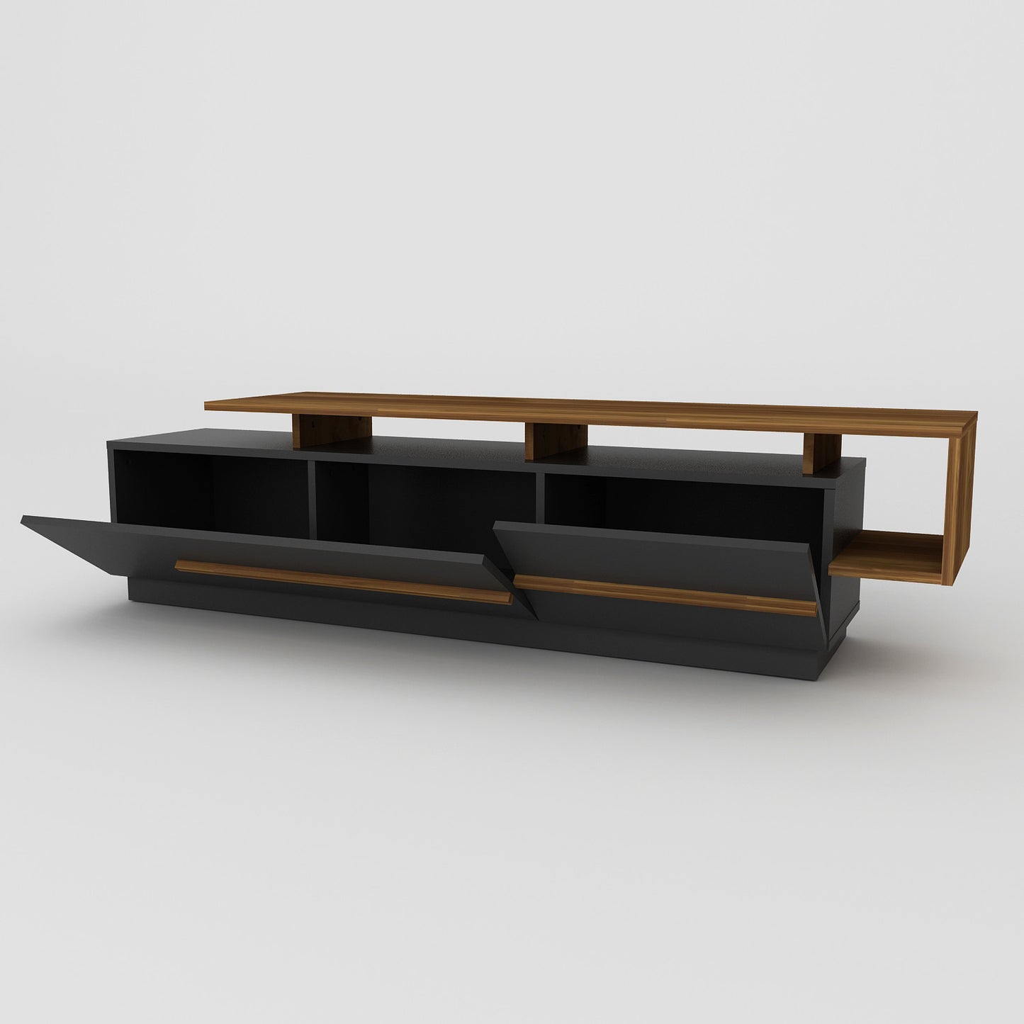 TV staliukas Pia - Black, Walnut