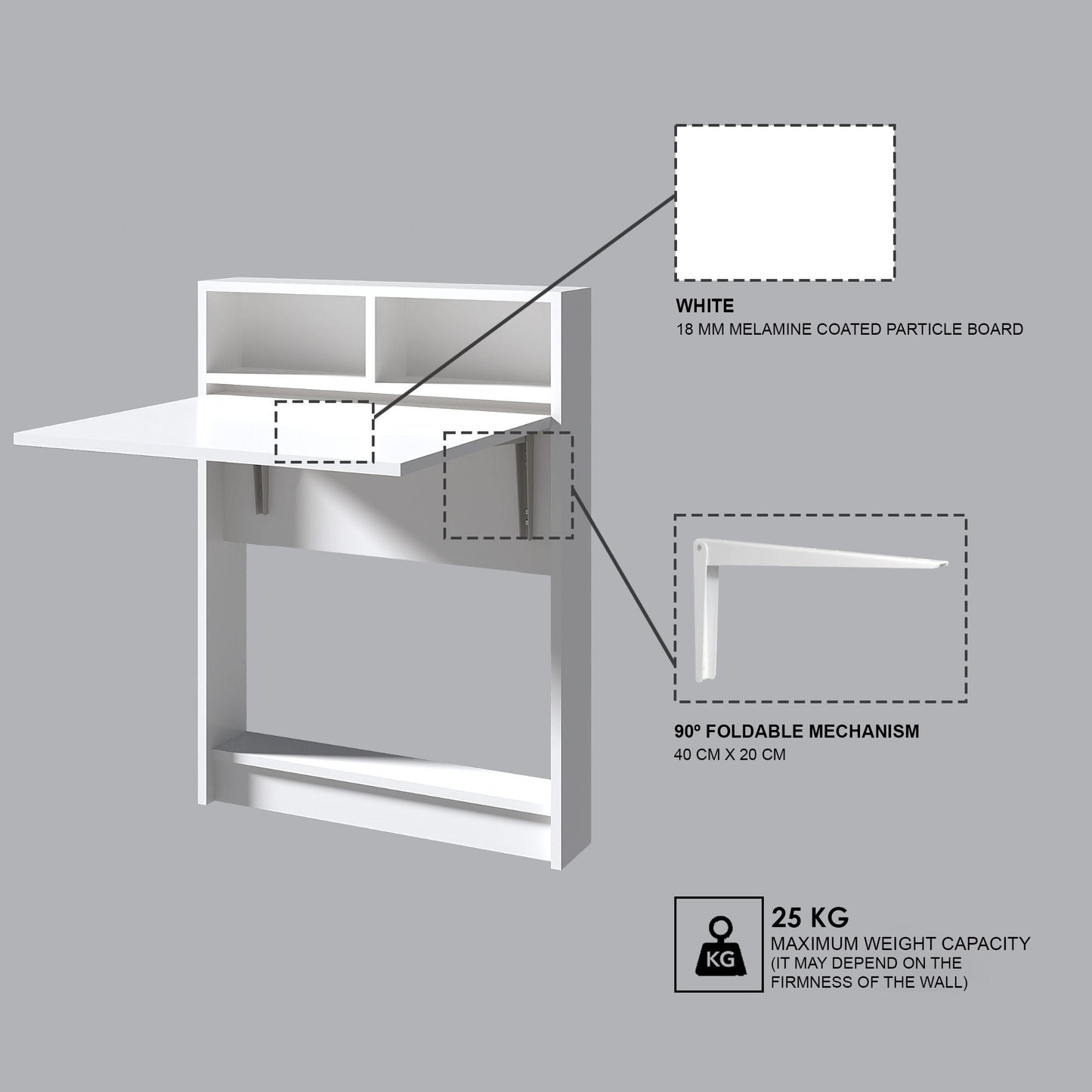 Sulankstomas stalas Bracked - White