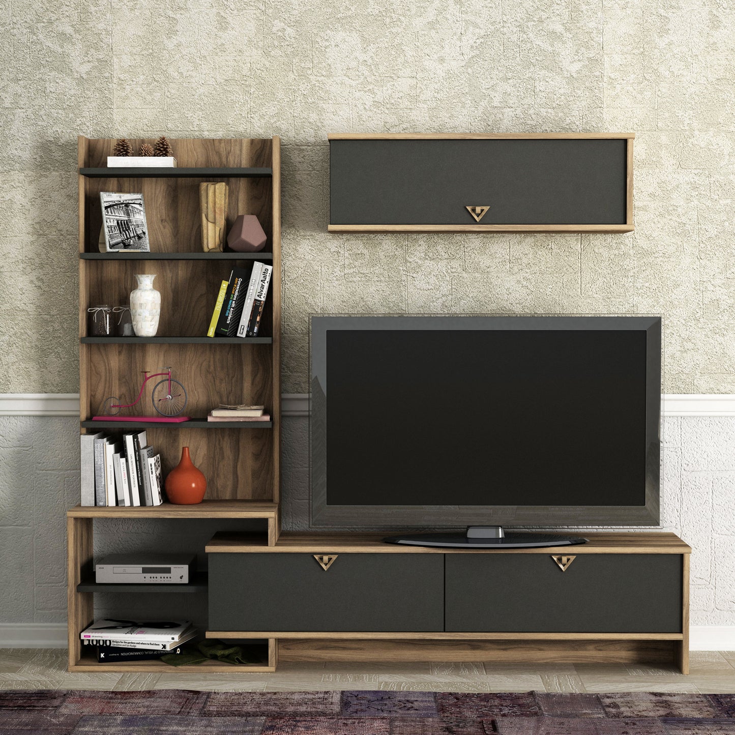 TV staliukas Piril - Walnut, Anhtracite