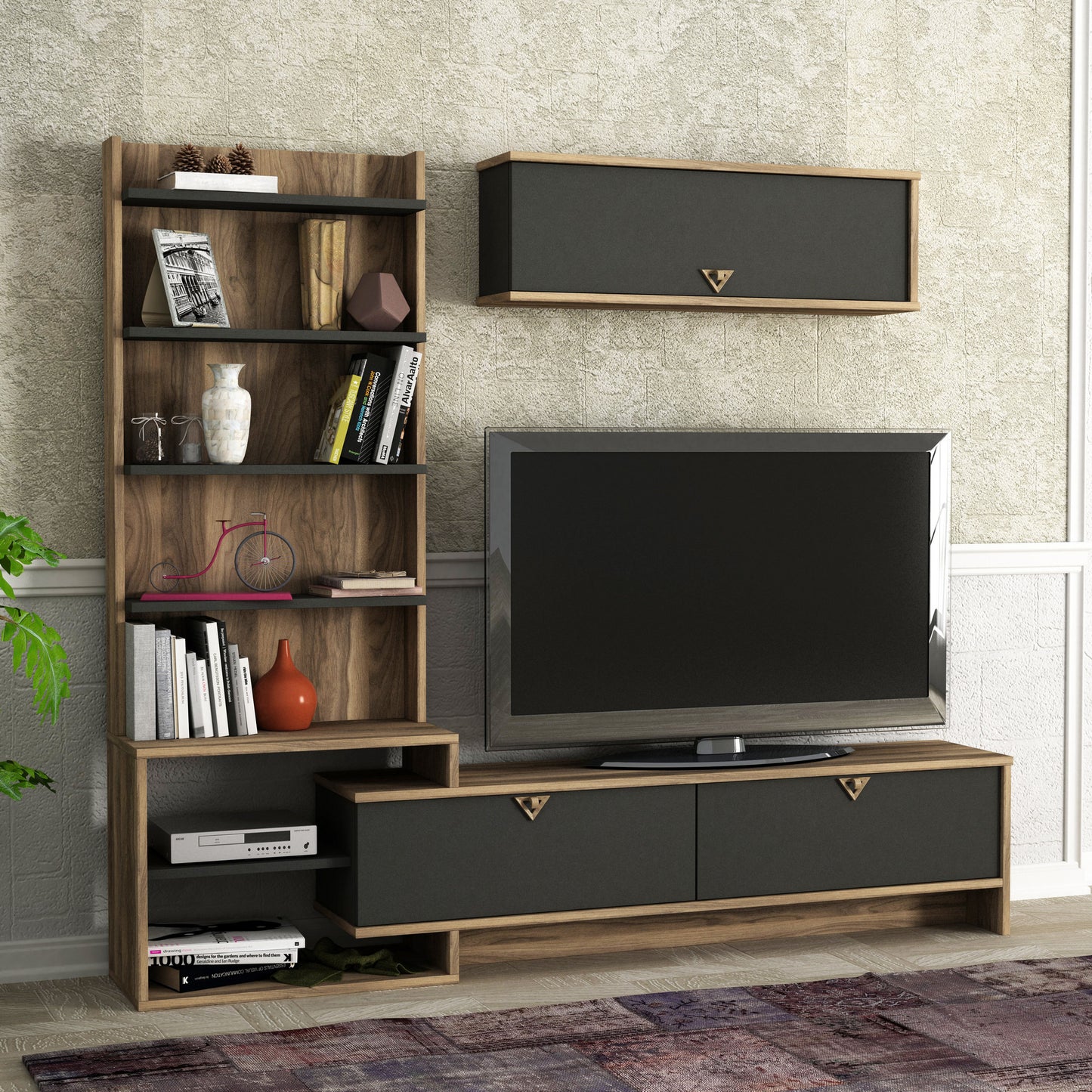 TV staliukas Piril - Walnut, Anhtracite