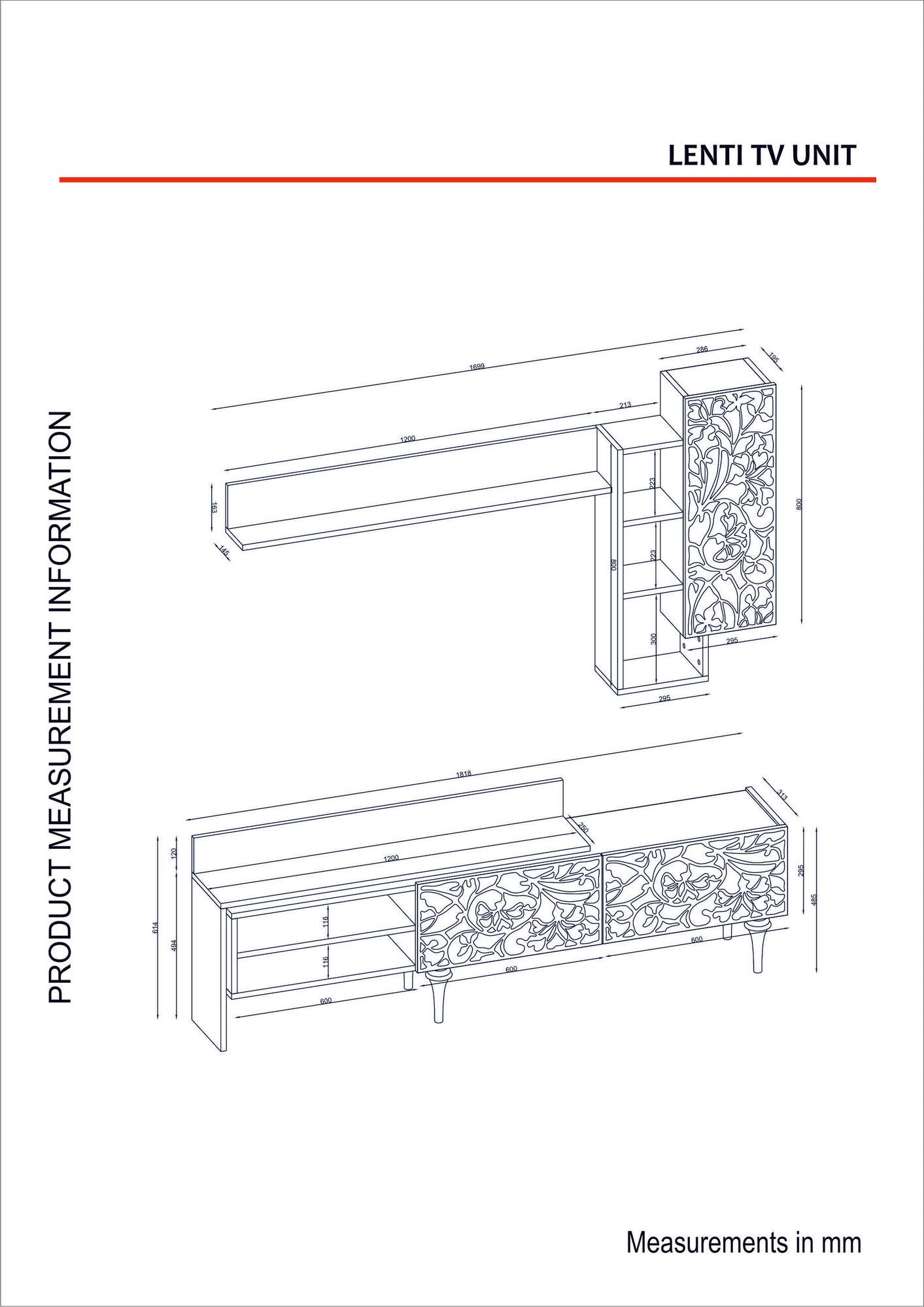 TV staliukas Lenti - White, Walnut