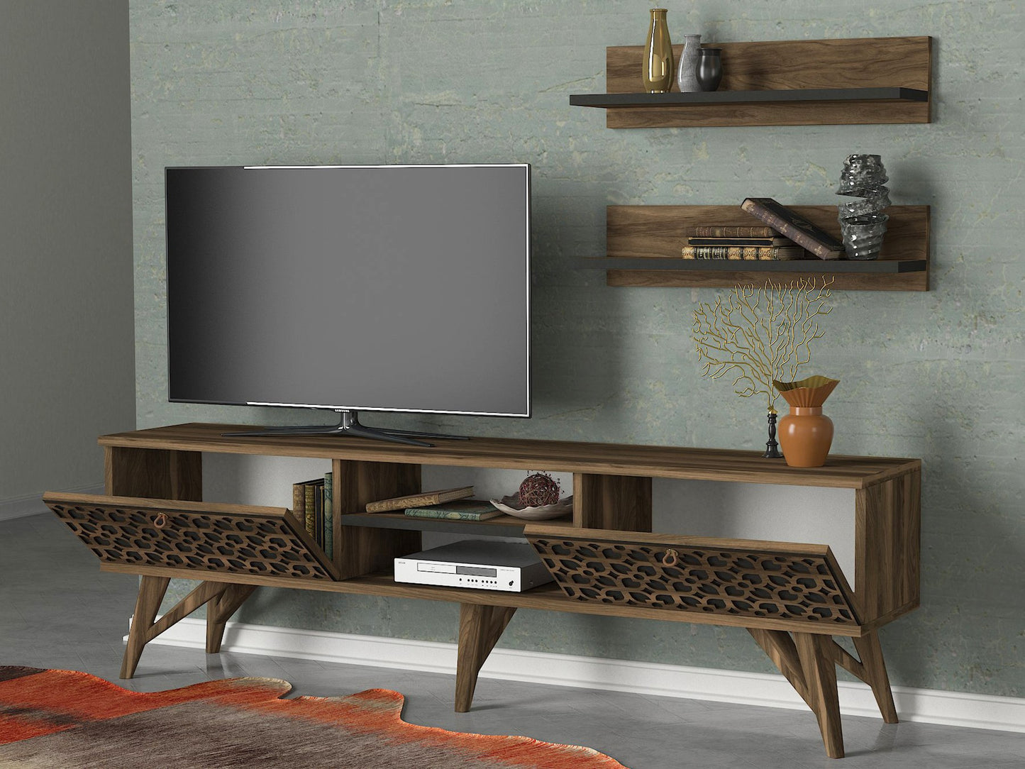 TV staliukas Fina - Walnut