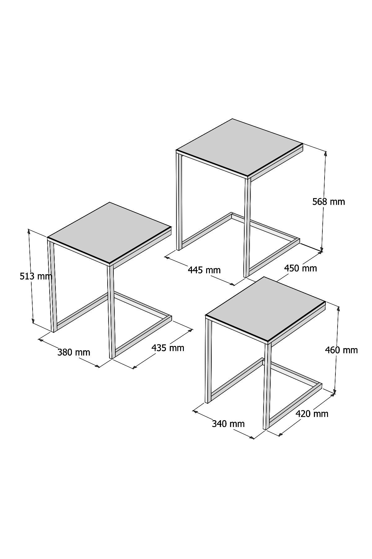 Žurnalinis staliukas (3 vienetai) Ege - Walnut