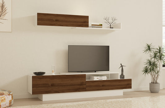 TV staliukas Elda - White, Walnut