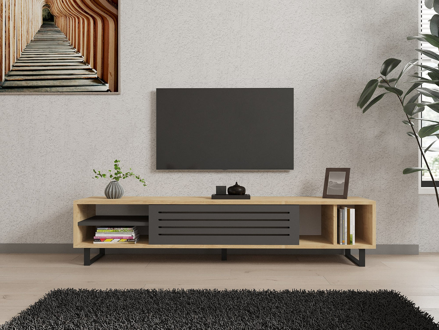 TV staliukas Safir - Sapphire, Anthracite