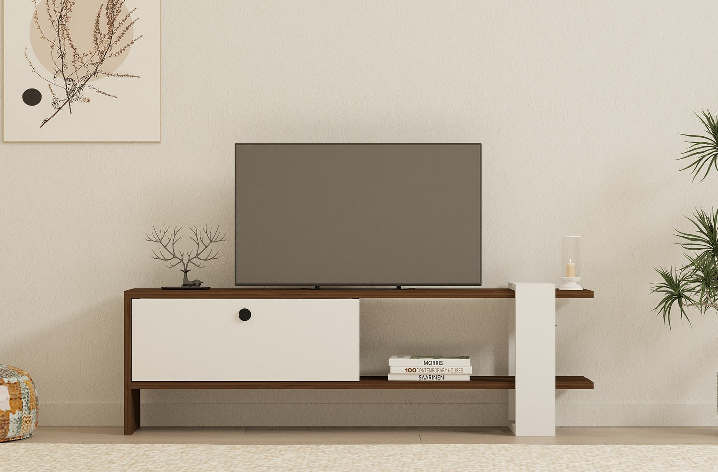 TV staliukas Gaye - Walnut, White