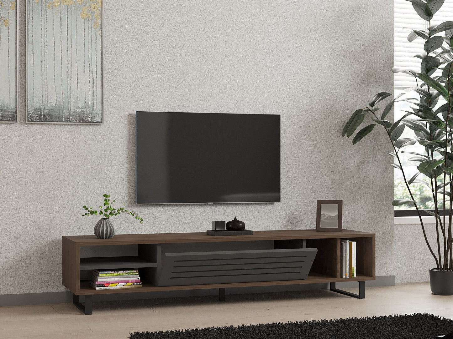 TV staliukas Eray - Walnut, Anthracite