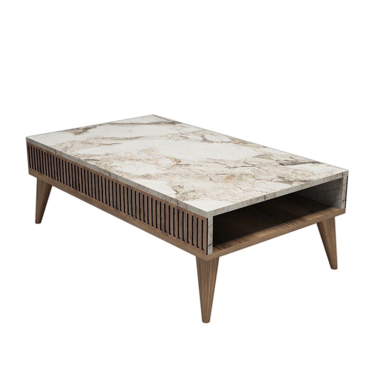 Žurnalinis staliukas Milan - Walnut, White Marble