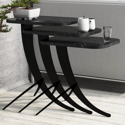 Žurnalinis staliukas (3 vienetai) Pion - Black Marble