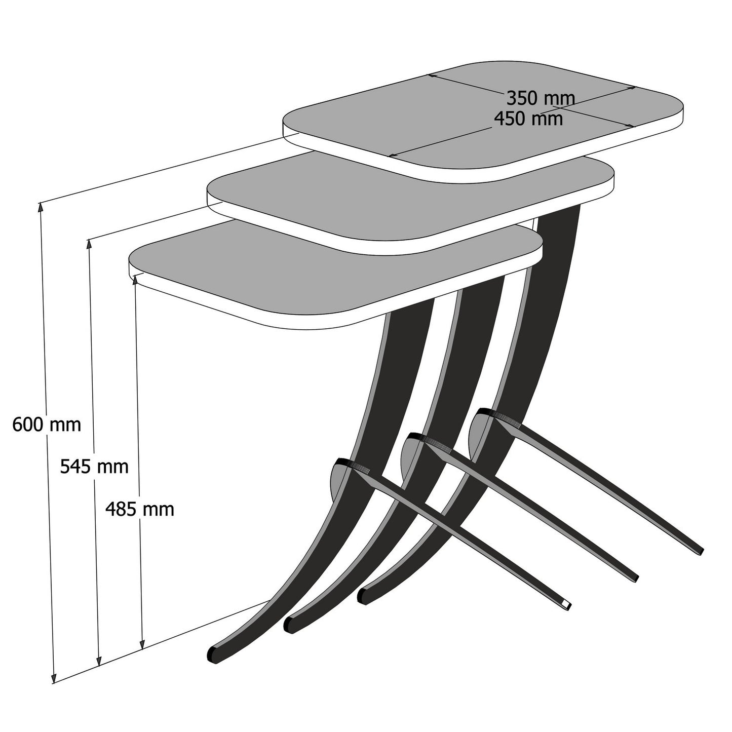 Žurnalinis staliukas (3 vienetai) Pion - Black Marble