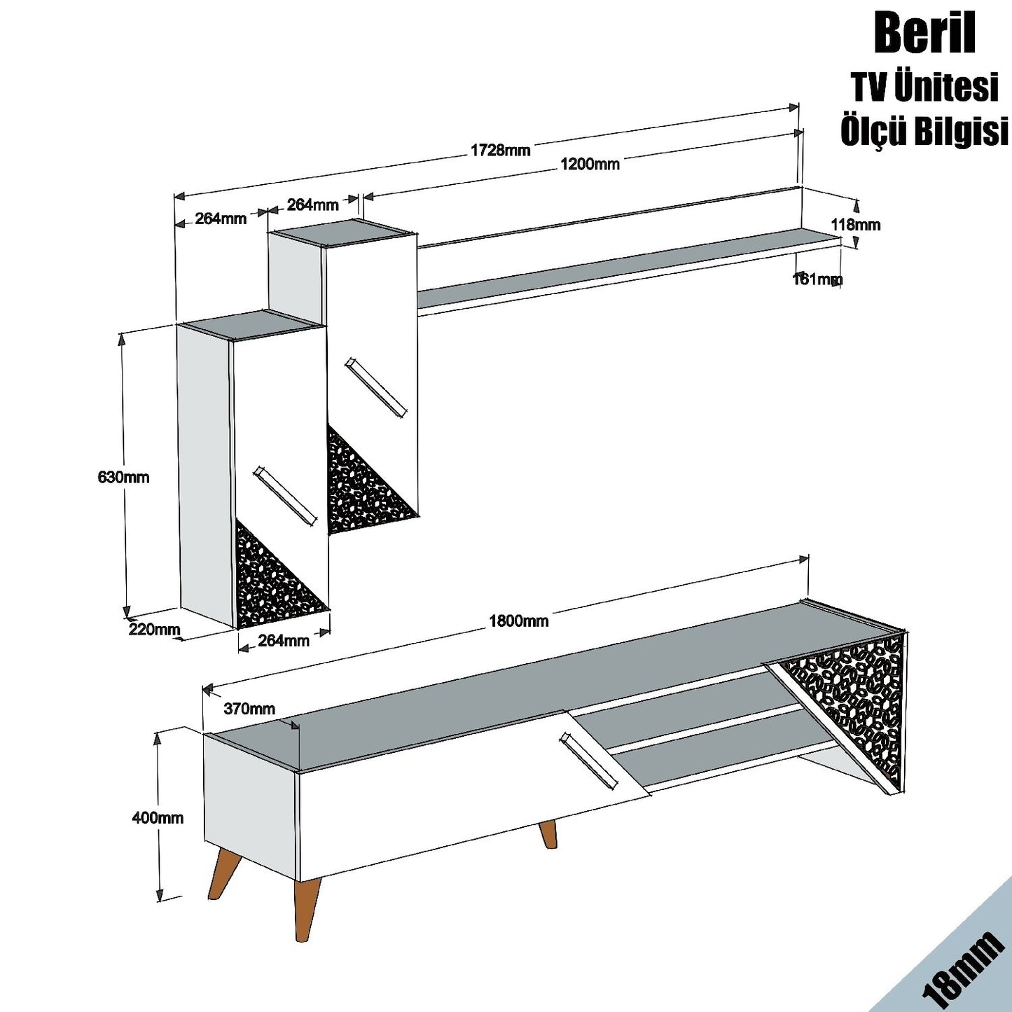 TV staliukas Beril - Oak