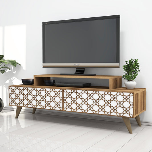 TV staliukas City - Walnut, White