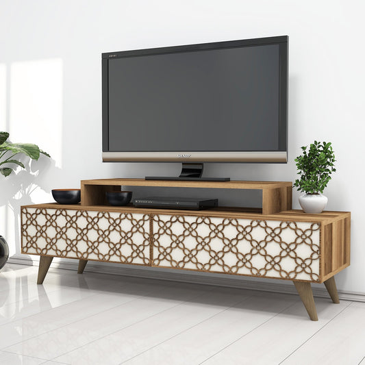 TV staliukas City - Walnut, Cream